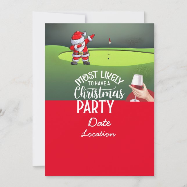 Invitation Noël de golf avec la fête du Père Noël (Devant)