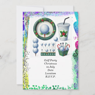 Invitation Noël de golf en juillet pour golfeur avec balle de