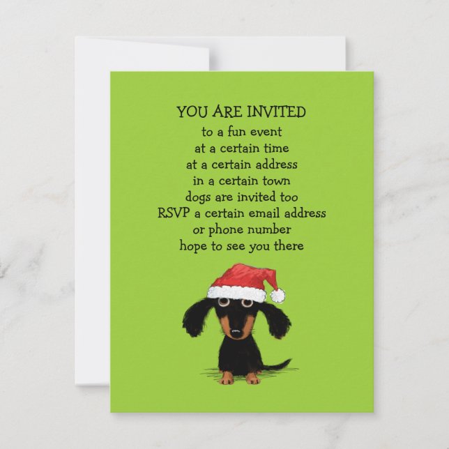 Invitation Noël de la fête de Noël de la mignonne Dachshund (Devant)
