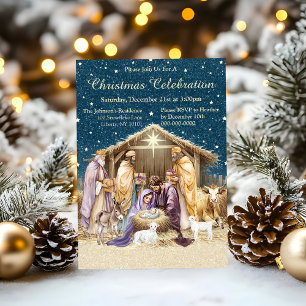 Invitation Noël de la Nativité à l'aquarelle