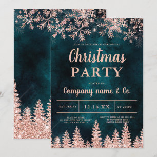 Invitation Noël de l'entreprise rose en or blanc