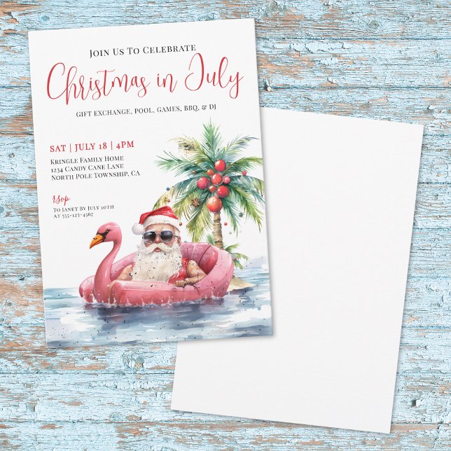 Invitation Noël De Plage Tropical En Juillet (Tropical Beach Christmas In July Invitation)