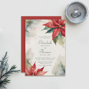 Invitation Noël d'hiver Poinsettia Mariage Vintage moderne