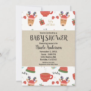 Invitation Noël d'hiver Rustic Kraft Baby shower de vacances