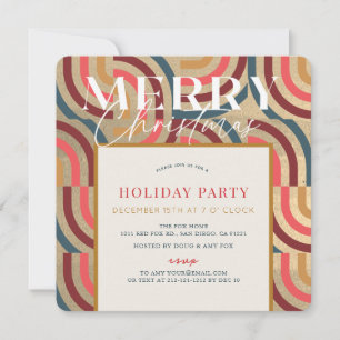Invitation Noël d'or géométrique rétro-maximaliste