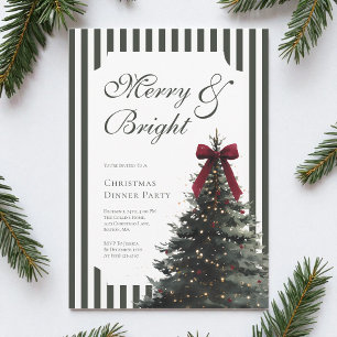 Invitation Noël élégant et festif avec un nœud vert pour le d