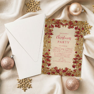 Invitation Noël en feuille d'or élégante