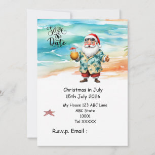 Invitation Noël en juillet avec PÈRE NOËL Sauvegarder la date