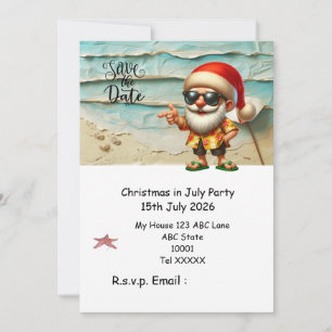 Invitation Noël en juillet avec PÈRE NOËL Sauvegarder la date
