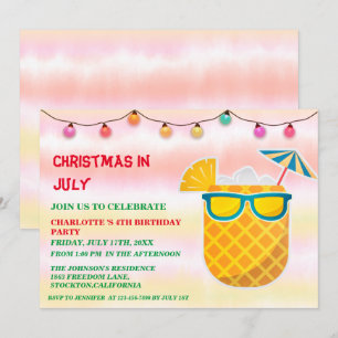 Invitation Noël En Juillet Fête D'Anniversaire 