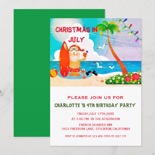Invitation Noël En Juillet Fête D'Anniversaire