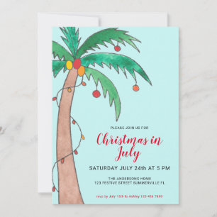 Invitation Noël En Juillet Fête Palm Tree Party Inv