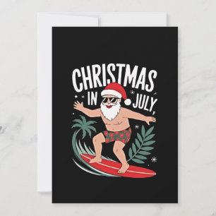 Invitation Noël en juillet Funny Surf Père Noël Vacances