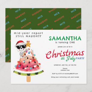 Invitation Noël en juillet Naughty ou Nice Toddler Anniversai