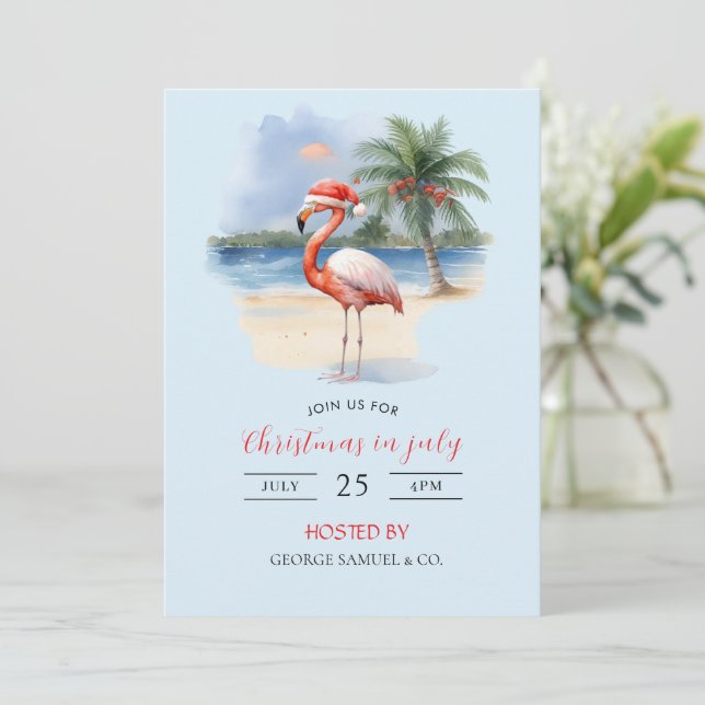 Invitation Noël en juillet Nom de l'entreprise personnalisé L (Debout devant)