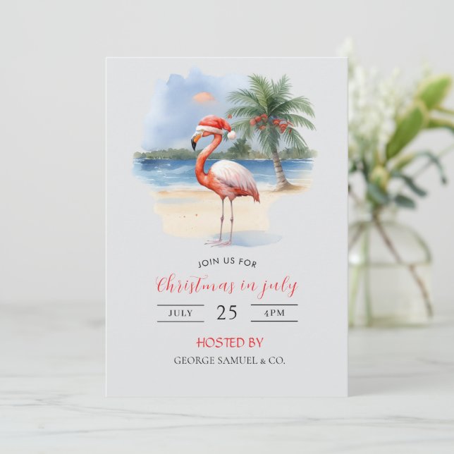 Invitation Noël en juillet Nom de l'entreprise personnalisé L (Debout devant)
