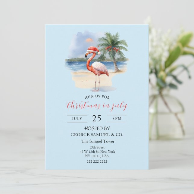 Invitation Noël en juillet Personnalisé Nom de l'entreprise F (Debout devant)