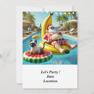 Invitation Noël en juillet Pool Party avec le Père Noël
