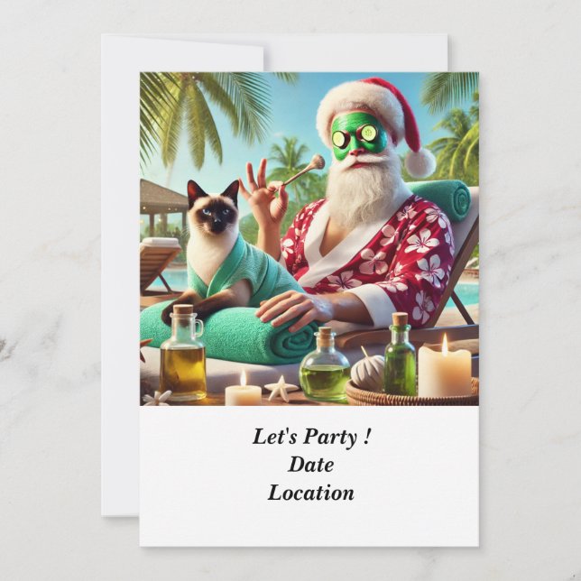 Invitation Noël en juillet Pool Party avec le Père Noël Invi (Devant)