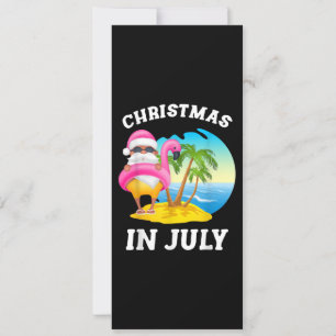 Invitation Noël en Juillet Santa Flamingo Piscine Été