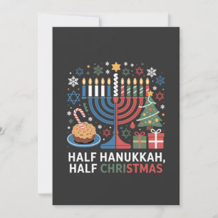 Invitation Noël et Hanouka moitié-moitié Christmukkah drôle