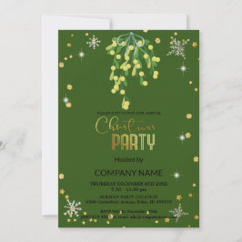 Invitation Noël et Mistletoe vert, diamants de flocon de neig