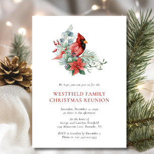 Invitation Noël Famille Réunion Red Cardinal Party