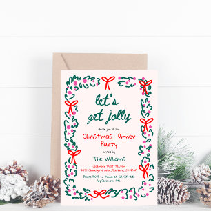 Invitation Noël Fantaisiste Dessiné à la Main avec Joie