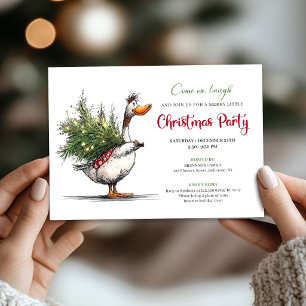 Invitation Noël Fantaisiste Oie Dessin Animé Humour Fête