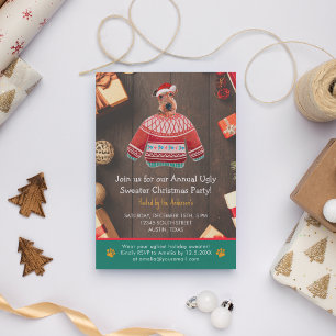 Invitation Noël Fête Airedale Chien Sweater Moche Party