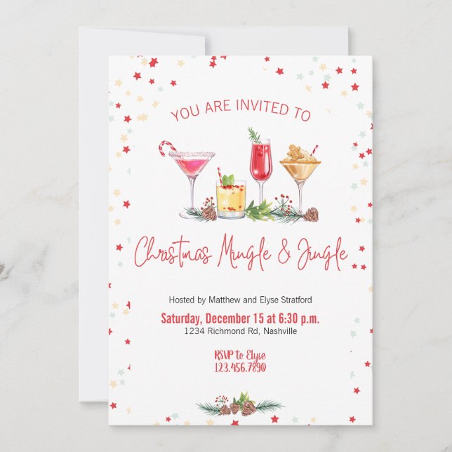 Invitation Noël Fête Cocktail Noël Travail de Noël (Devant)