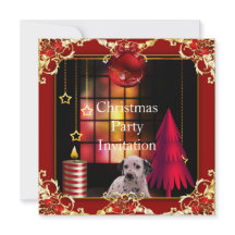 Invitation Noël fête Red Dog Dalmation