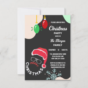 Invitation Noël Fête Rouge Noir