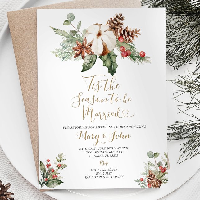 Invitation Noël Floral C'est la saison pour se marier (Créateur téléchargé)