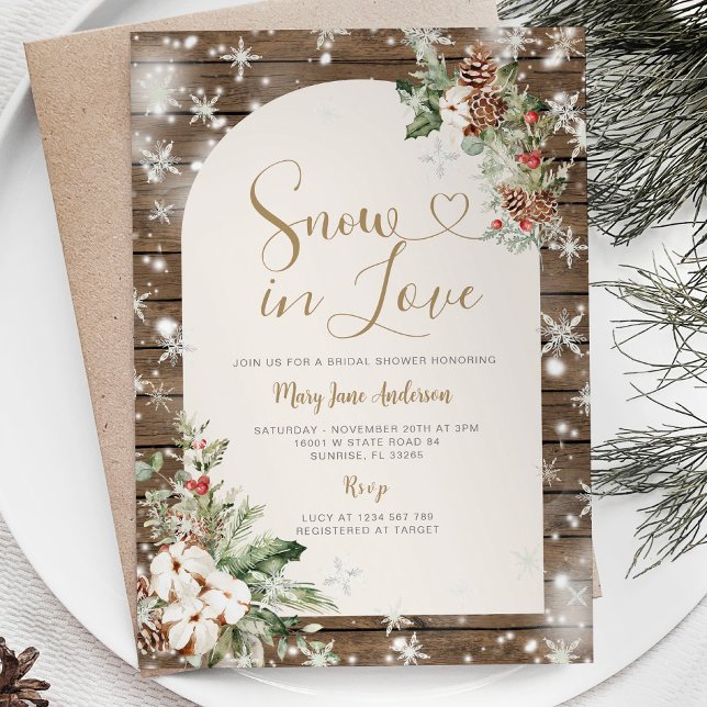 Invitation Noël Floral neige en amour Fête des mariées d'hive (Créateur téléchargé)