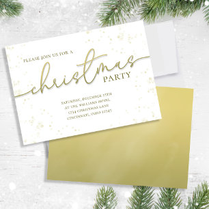 Invitation Noël Gold Calligraphie Script Simple Party