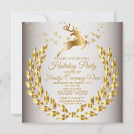 Invitation Noël Golden Reindeer Fête des fêtes