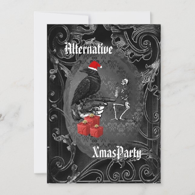 Invitation Noël gothique alternatif de Père Noël (Devant)
