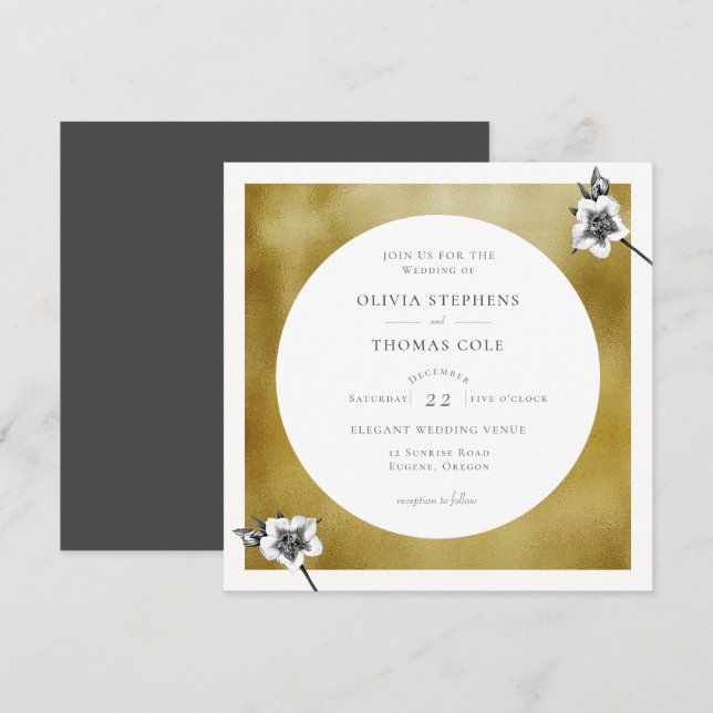Invitation Noël gris moderne Rose Noël Mariage de Noël (Devant / Derrière)