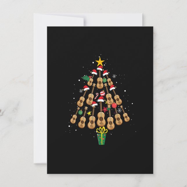Invitation Noël Guitare Arbre Santa Hat Drôle Drôle Drôle Cad (Devant)