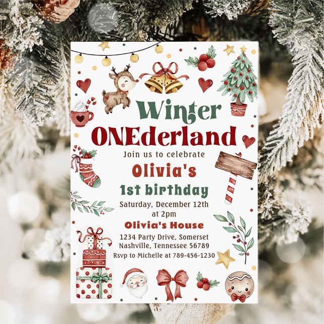 Invitation Noël hiver Onederland 1er anniversaire (Créateur téléchargé)