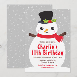Invitation Noël hiver Snowman Anniversaire Silver Grey Invi