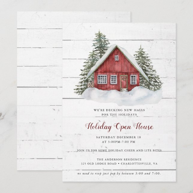 Invitation Noël Holiday New Home Holiday Open House (Devant / Derrière)