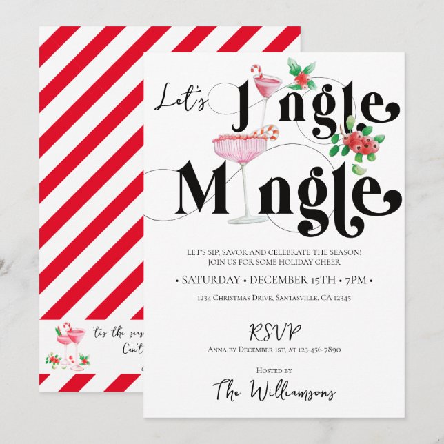 Invitation Noël Jingle Mingle Noël Fête de la saison (Devant / Derrière)