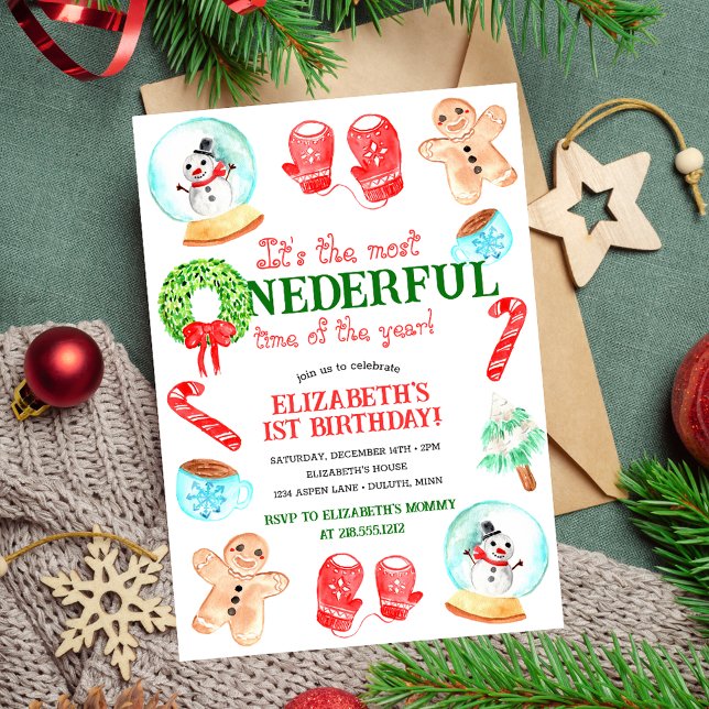 Invitation Noël le plus ONEDERFUL Premier anniversaire (The Most ONEDERFUL Time of the Year First Birthday Invitation | Christmas Birthday Invitation)