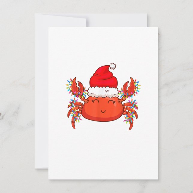 Invitation Noël Lumière Crabe Porté Casquette de Noël - Crabe (Devant)