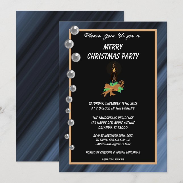 Invitation Noël Lumière et Marbres d'argent Noël (Devant / Derrière)