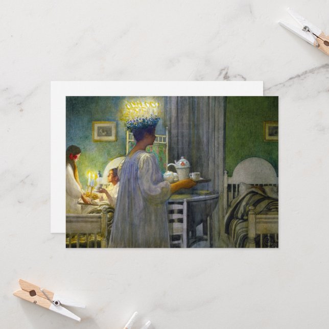 Invitation Noël matin, Fête de Saint Lucy (Devant/Arrière en situation)