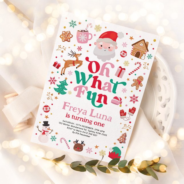 Invitation Noël mignon Anniversaire Oh Quel Amusant Anniversa (Créateur téléchargé)