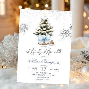 Invitation Noël Minimaliste Nœud Flocon de Neige Baby Sprinkl